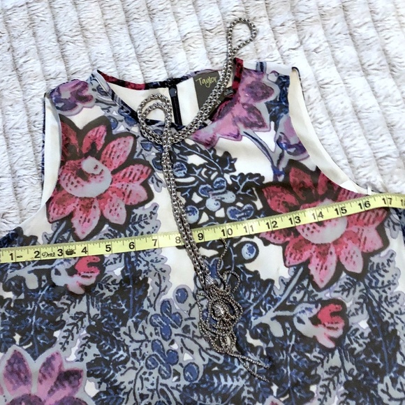 Taylor Sleeveless Floral Chiffon Shift Dress - NWT - Picture 8 of 12